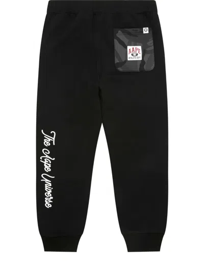 Aape By A Bathing Ape Embroidered-logo Cuffed Track Pants In Black