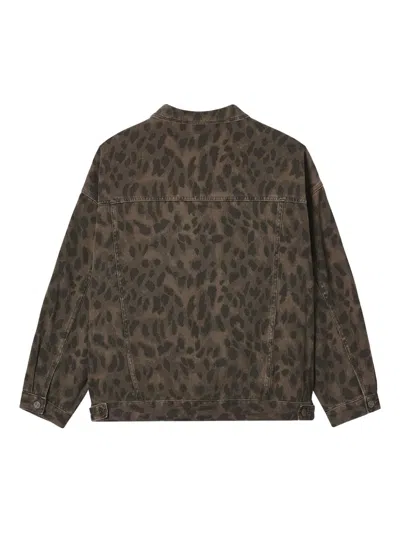 B+ab Leopard-pattern Denim Jacket In Brown