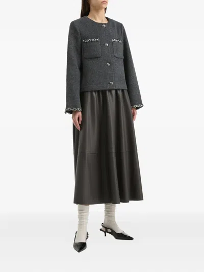 B+ab Braided-trimmed Pocket Jacket In Gray