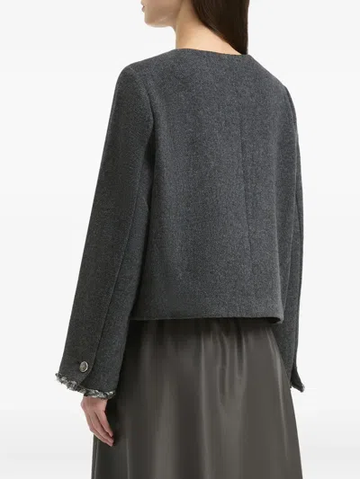 B+ab Braided-trimmed Pocket Jacket In Gray