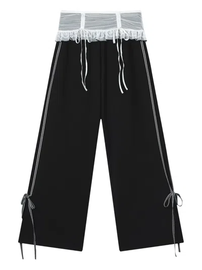B+ab Ruffle-detail Side-stripe Trousers In Black