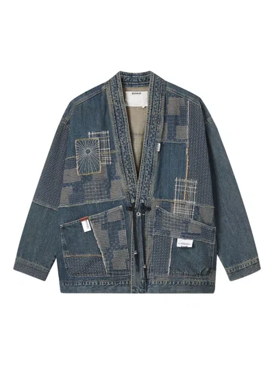 拼贴设计刺绣牛仔夹克