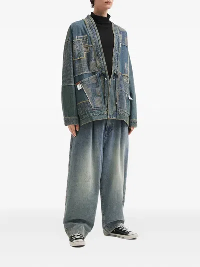 拼贴设计刺绣牛仔夹克