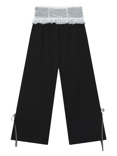 B+ab Ruffle-detail Side-stripe Trousers In Black