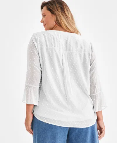 Style & Co Plus Size Pintuck Blouse, Exclusively At Macy's In White