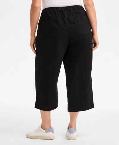 Style & Co Plus Size Pull-on Cropped Pants, Exclusively At Macy's In Black