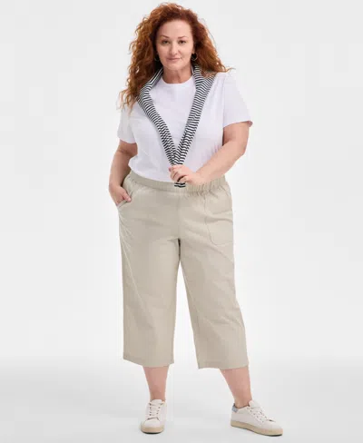 Style & Co Plus Size Pull-on Cropped Pants, Exclusively At Macy's In Gray