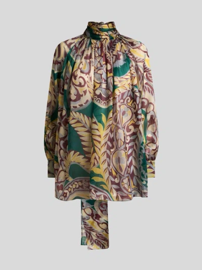 Etro , Silk Blouse With Silk Scarf, Woman, Multicolour, Size 48 In Multi