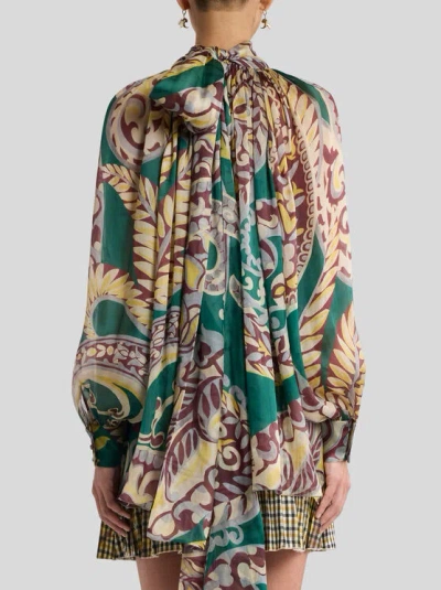 Etro , Silk Blouse With Silk Scarf, Woman, Multicolour, Size 48 In Multi