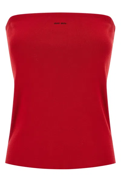 Miu Miu Top Mit Band In Red