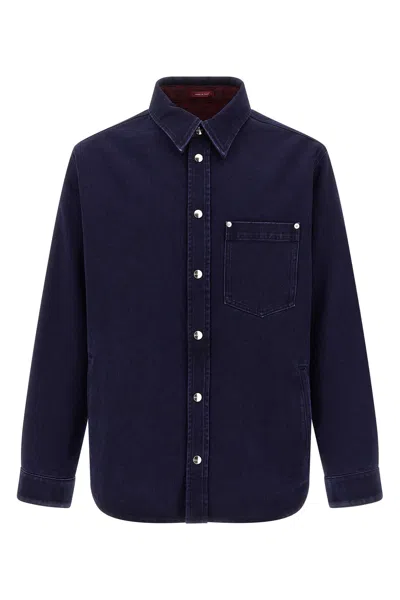 Gucci Blue Jacket With Classic Collar And Reversible Design In Cotton Man In Blue