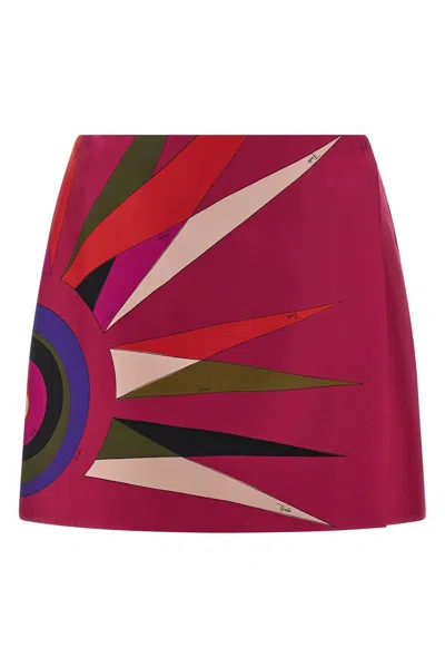Pucci High Waist Mini Skirt With Graphic Print In Pink