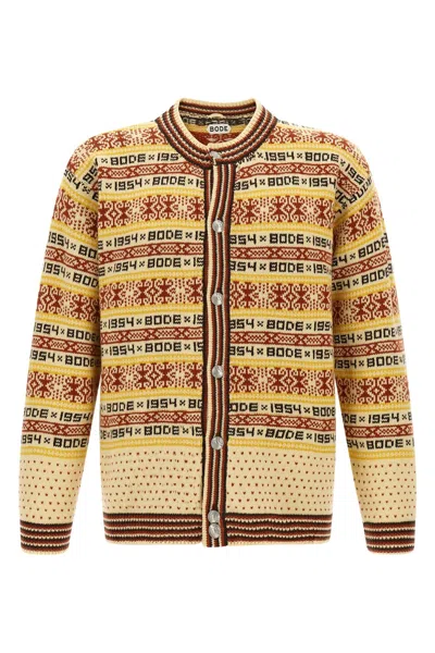 Bode Marzipan Jacquard-knit Wool Cardigan In Yellow