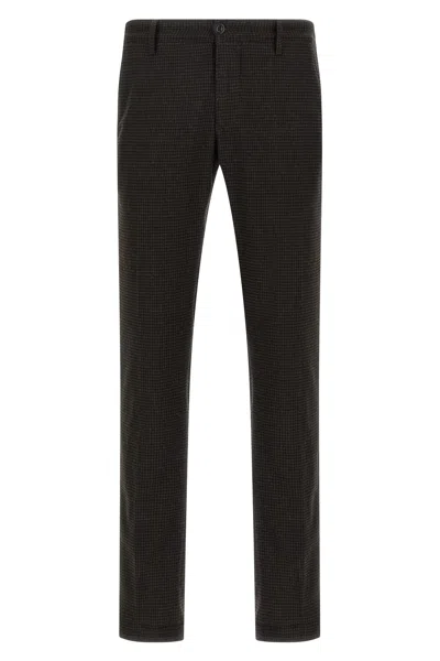 Incotex Vichy Patterned Wool Pants In Black