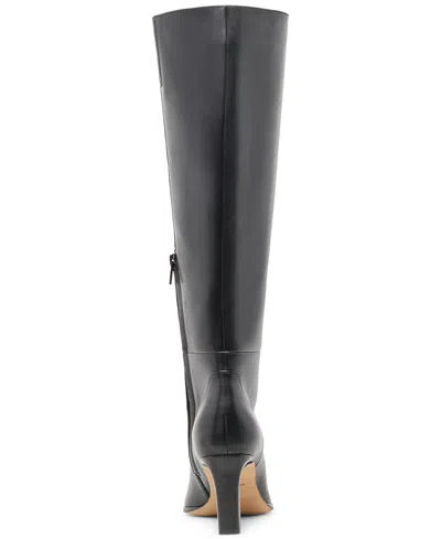 Dolce Vita Womens Emmi Pointed Toe Blade Heel Knee High Tall Dress Boots Regular Wide Calf In Black