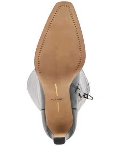 Dolce Vita Womens Emmi Pointed Toe Blade Heel Knee High Tall Dress Boots Regular Wide Calf In Black