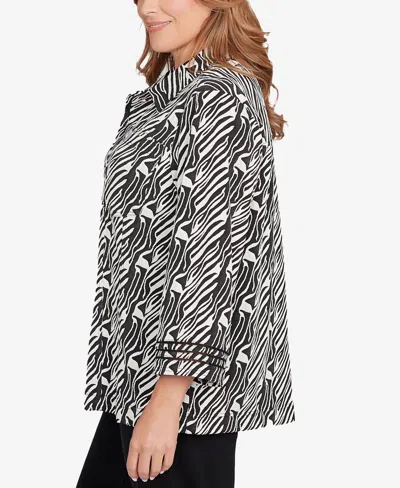 Ruby Rd. Plus Size Zebra Collared Knit Swing Jacket In Multi
