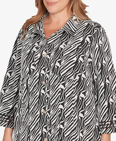 Ruby Rd. Plus Size Zebra Collared Knit Swing Jacket In Multi
