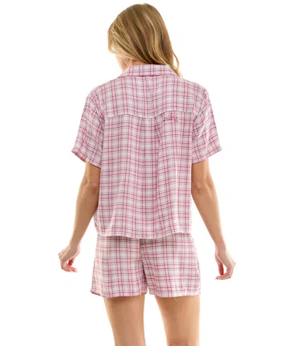 Roudelain Women's 2-piece Boxy Notch Collar Top With Boxer Shorts Set In Pink