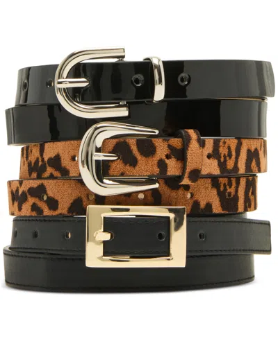 Steve Madden Faux-leather Belts, Set Of 3 In Multi