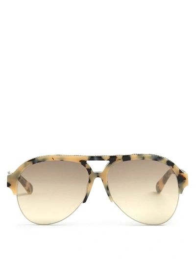 Stella Mccartney Half-frame Acetate Sunglasses In Tonal-brown Tortoiseshell