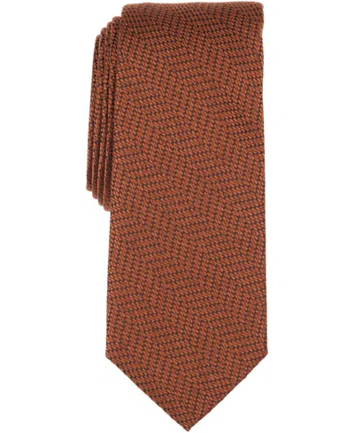 Alfani Men's Sevier Herringbone Tie, Macy's Exclusive In Brown