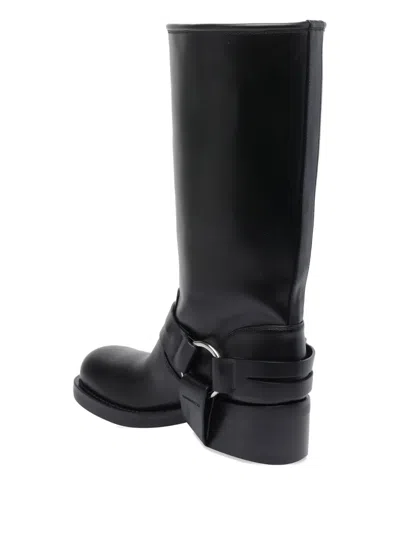 Mach&mach Heart Detail Knee-high Block Heel Boots In Black