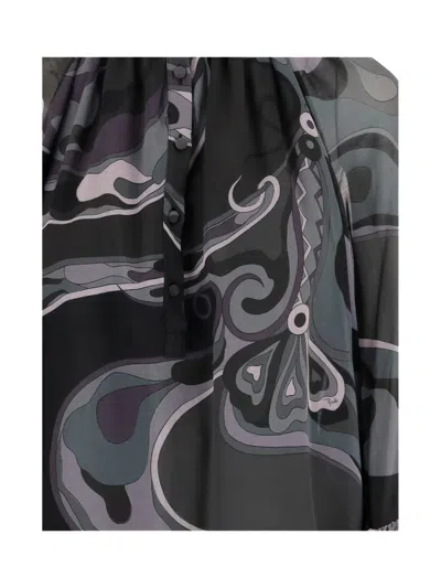 Pucci Viscose Blouse With Abstract Print In Black
