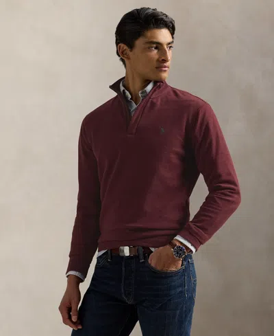 Polo Ralph Lauren Long Sleeve Quarter Zip Pullover In Burgundy