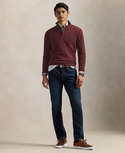 Polo Ralph Lauren Long Sleeve Quarter Zip Pullover In Burgundy
