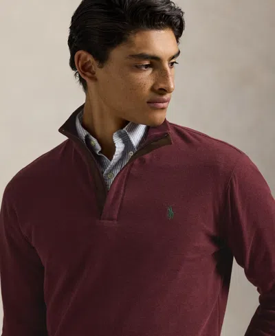 Polo Ralph Lauren Long Sleeve Quarter Zip Pullover In Burgundy