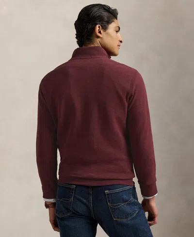 Polo Ralph Lauren Long Sleeve Quarter Zip Pullover In Burgundy