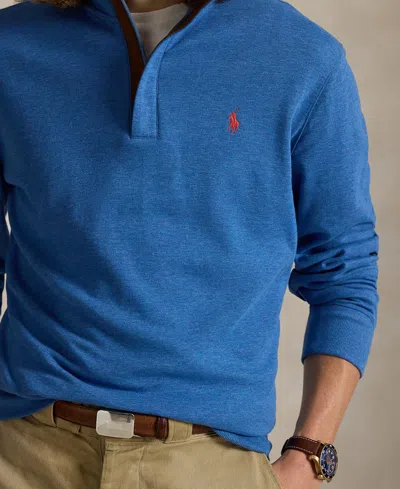 Polo Ralph Lauren Long Sleeve Quarter Zip Pullover In Blue