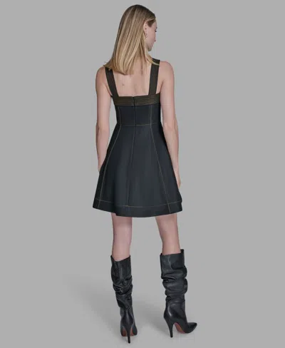 Bcbg Women's Square Neck Denim Dress In Black