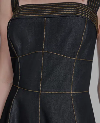 Bcbg Women's Square Neck Denim Dress In Black