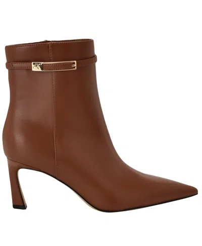 Calvin Klein Alenna Pointed Toe Bootie In Brown