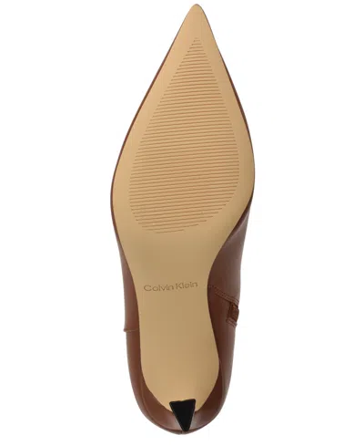 Calvin Klein Alenna Pointed Toe Bootie In Brown