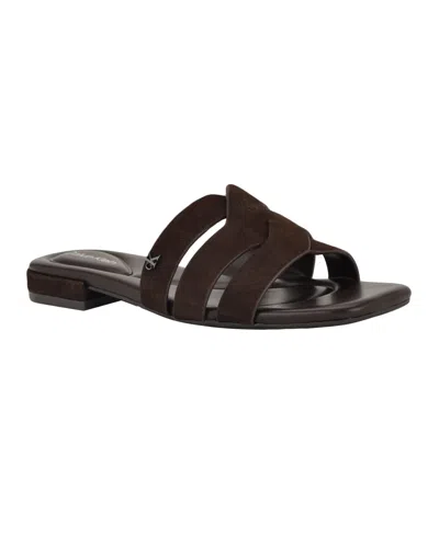 Calvin Klein Women's Tisha Slip-on Flat Sandals In Brown