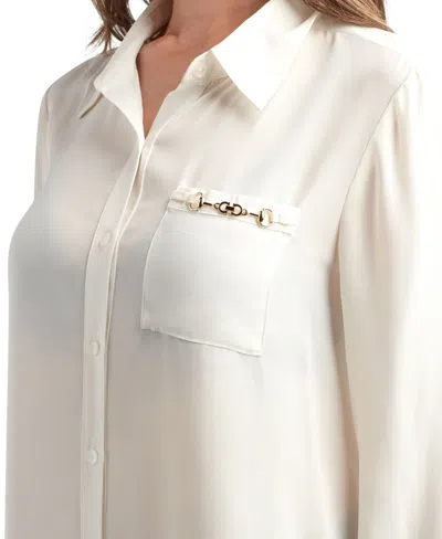Bcx Juniors' Solid Dobby Long Sleeve Shirt In White