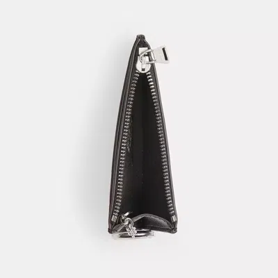 Coach Zip Card Case With Key Ring In Checkerboard Upcrafted Leather In Black