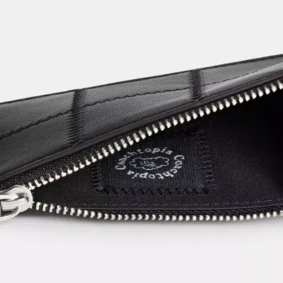 Coach Zip Card Case With Key Ring In Checkerboard Upcrafted Leather In Black