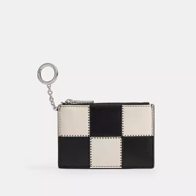 Coach Zip Card Case With Key Ring In Checkerboard Upcrafted Leather In Multi