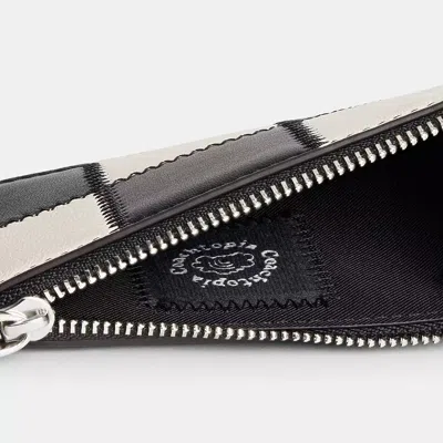 Coach Zip Card Case With Key Ring In Checkerboard Upcrafted Leather In Multi