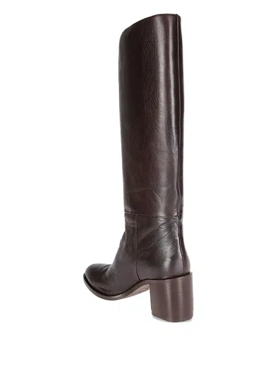 P.a.r.o.s.h Mid-heeled Leather Boots With Minimalist Design In Brown
