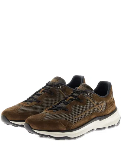 Herno Men Nylon Trainers With Rubberised Details In Brown