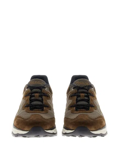 Herno Men Nylon Trainers With Rubberised Details In Brown