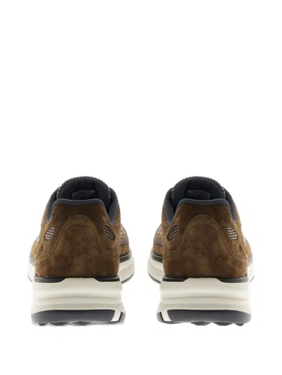 Herno Men Nylon Trainers With Rubberised Details In Brown