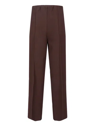Miu Miu Womens Cacao Drawstring Striped-panel Stretch-woven Trousers In Brown