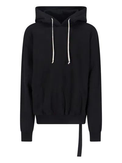 Rick Owens Drkshdw Drawstring Hood Sweatshirt Ribbed Cuffs In Black