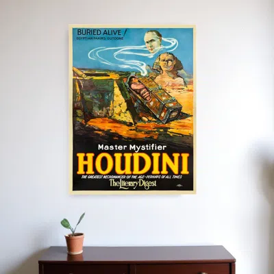 Hivvago Master Mystifier Houdini Vintage Magic Unframed Print Wall Art In Yellow